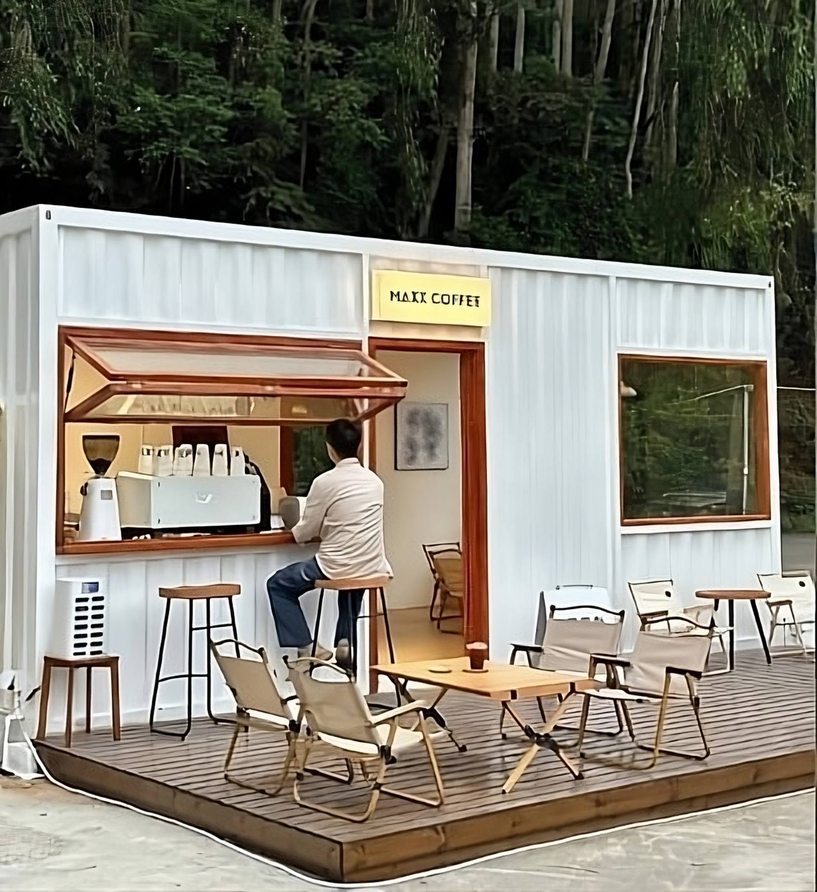 work modular bagel coffee shop modular french style shop view